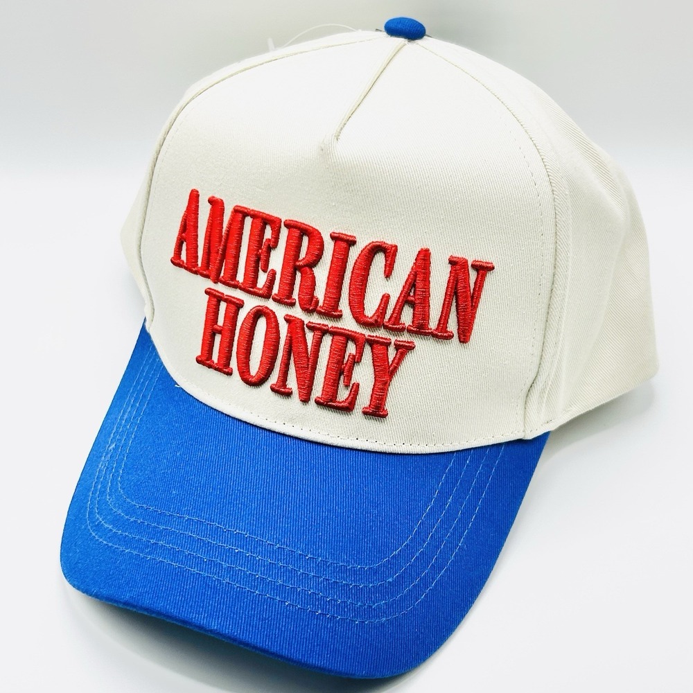 American Honey Wordmark 2-Tone A-Frame Hat Cap Snapback Adjustable Casual Beige